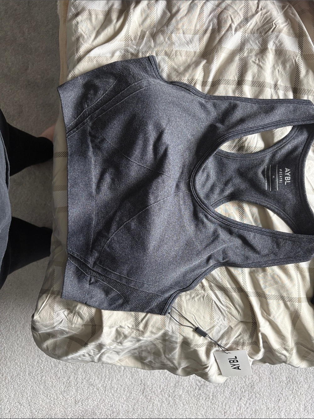 AYBL heathered Charcoal Racerback Sports Bra - Charcoal Gray